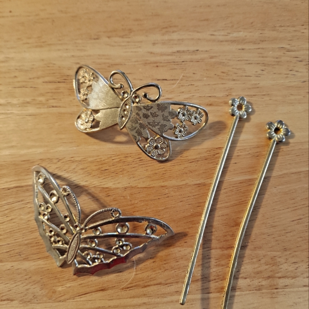 Butterfly Hair Pin Pair